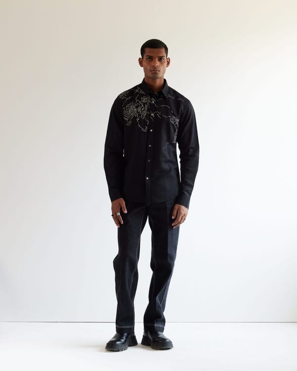 Countrymade India — Black Hole Embroidered Shirt