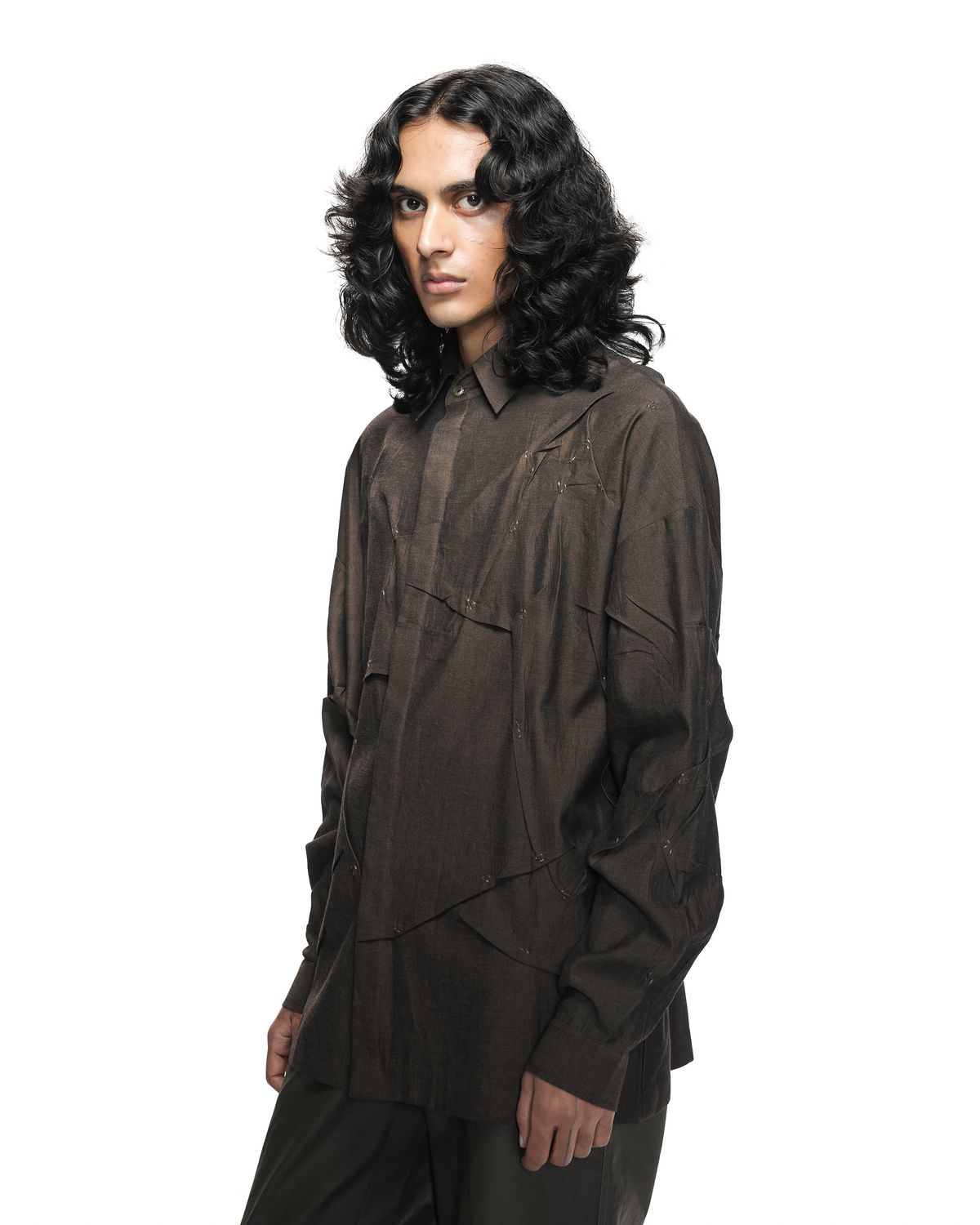 Deformed Hand Tuck Embroidered Shirt - image 3