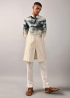 Camouflaged clouds front open Kurta view 2