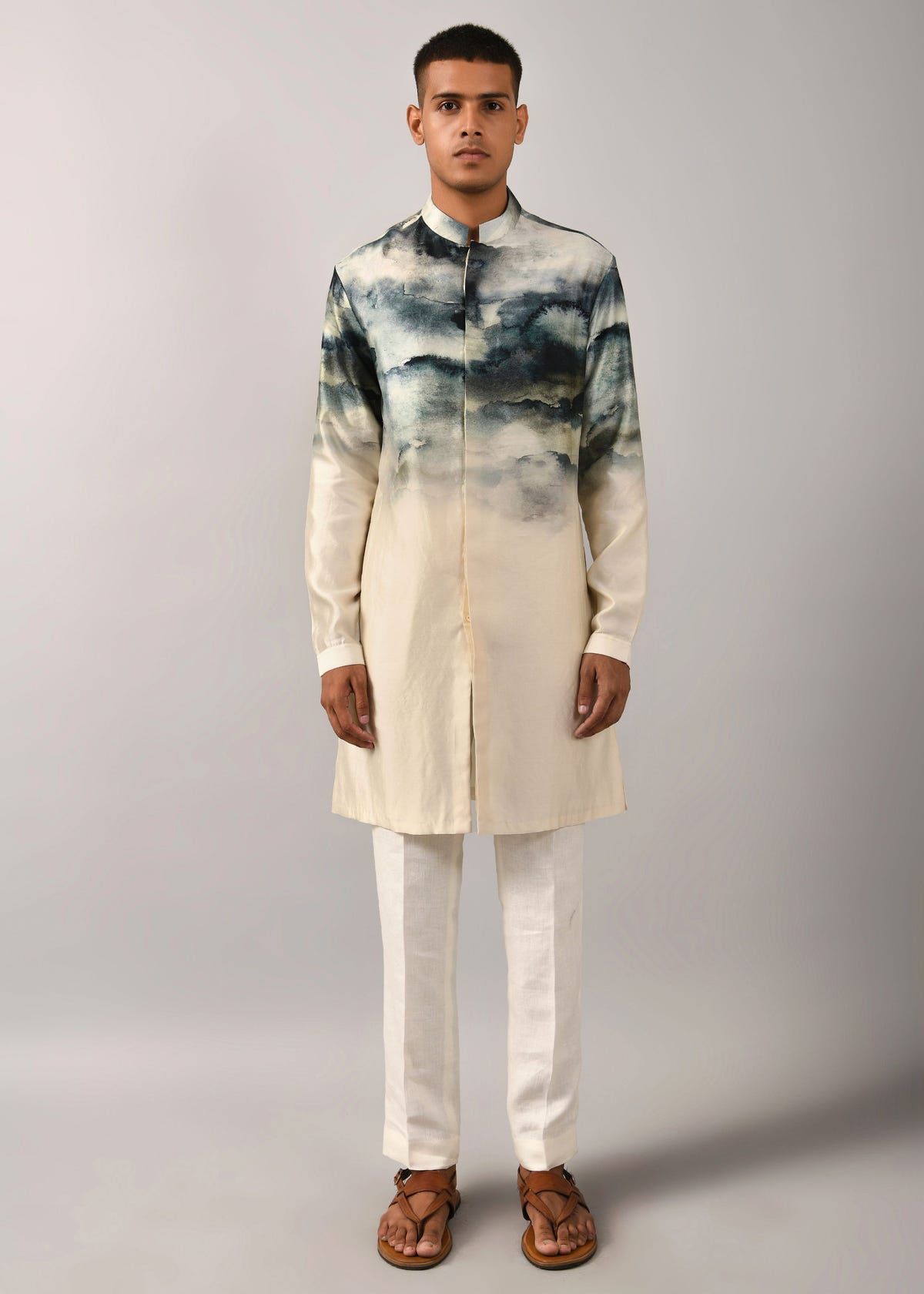 Camouflaged clouds front open Kurta - image 3