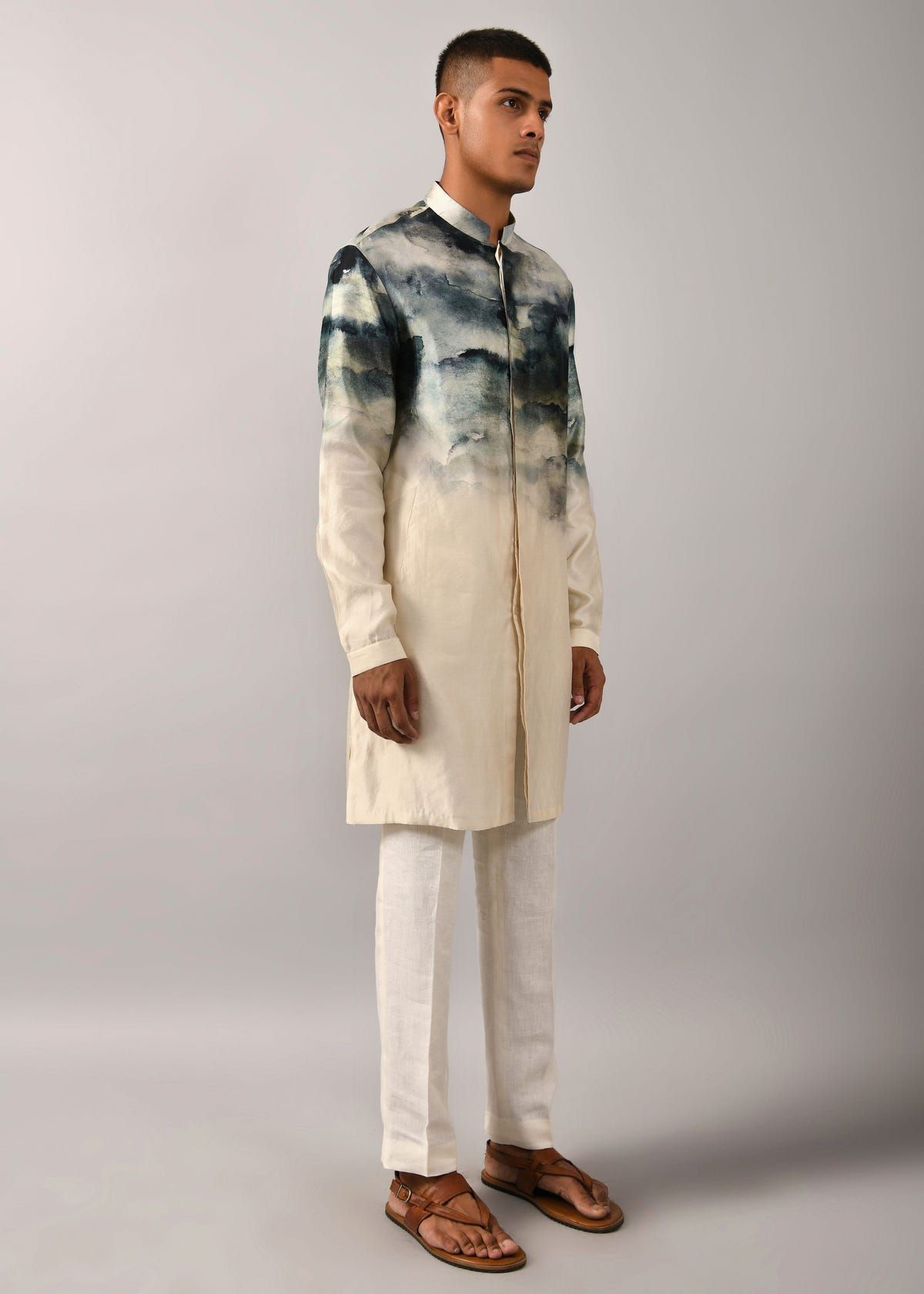 Camouflaged clouds front open Kurta - image 4
