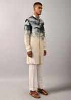 Camouflaged clouds front open Kurta view 4
