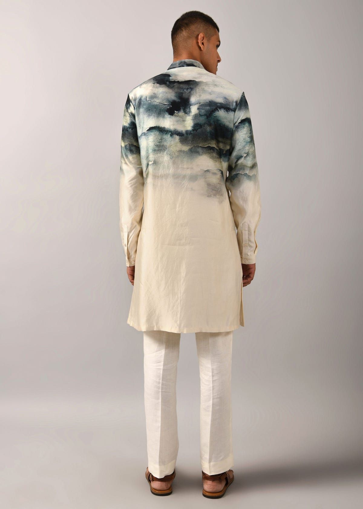 Camouflaged clouds front open Kurta - image 5