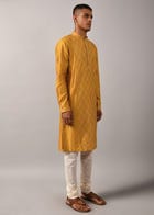 Diamond Pattern Embroidered Kurta Set view 3