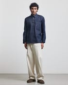 FAUX BUTTONHOLE DENIM HALF-PLACKET SHIRT view 2