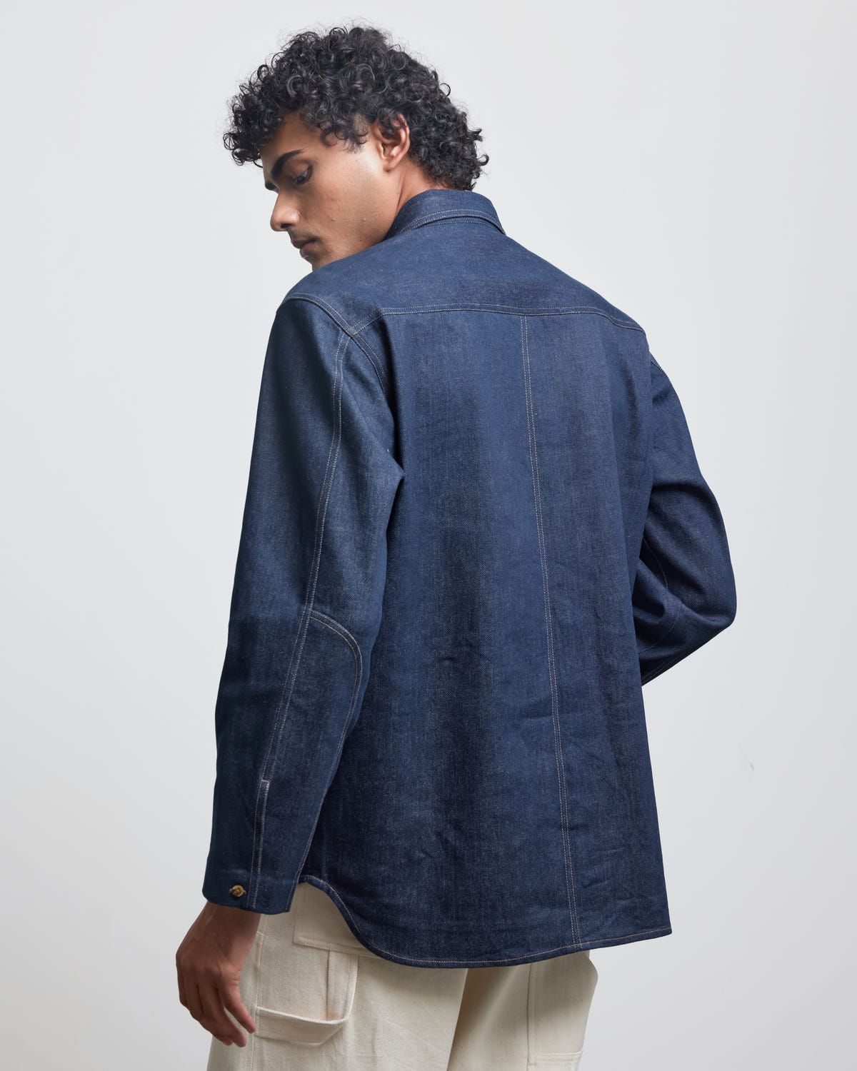 FAUX BUTTONHOLE DENIM HALF-PLACKET SHIRT - image 3