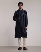 Fractured Lines Front-Open Kurta Set view 1