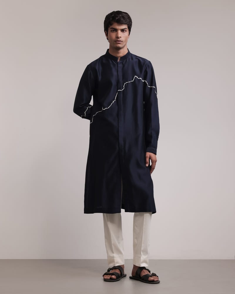 Fractured Lines Front-Open Kurta Set