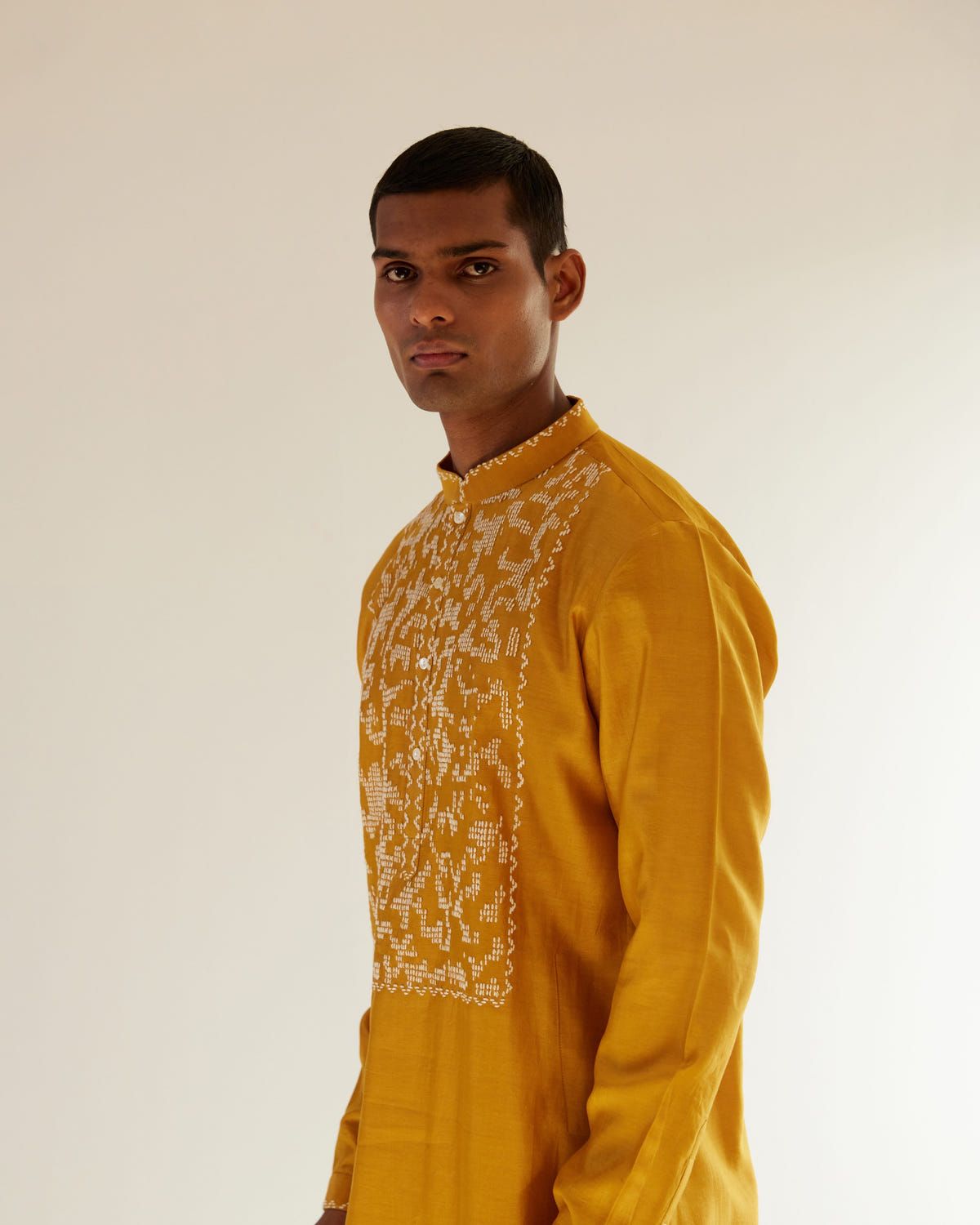 Camo-Block Yoke Embroidery Kurta Set - image 2