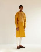 Camo-Block Yoke Embroidery Kurta Set view 4
