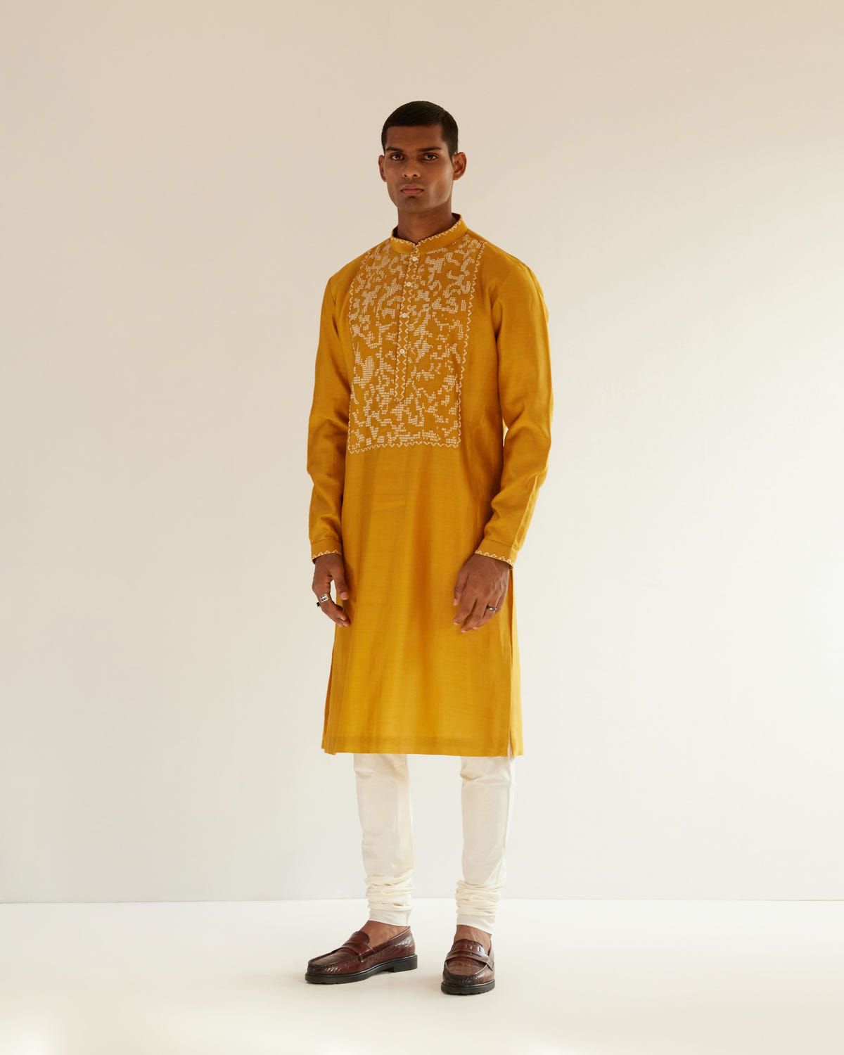 Camo-Block Yoke Embroidery Kurta Set - image 5