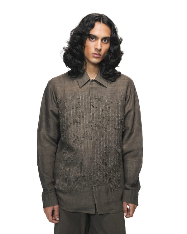 Countrymade India — Brown Shredded Woodland Camo Shirt