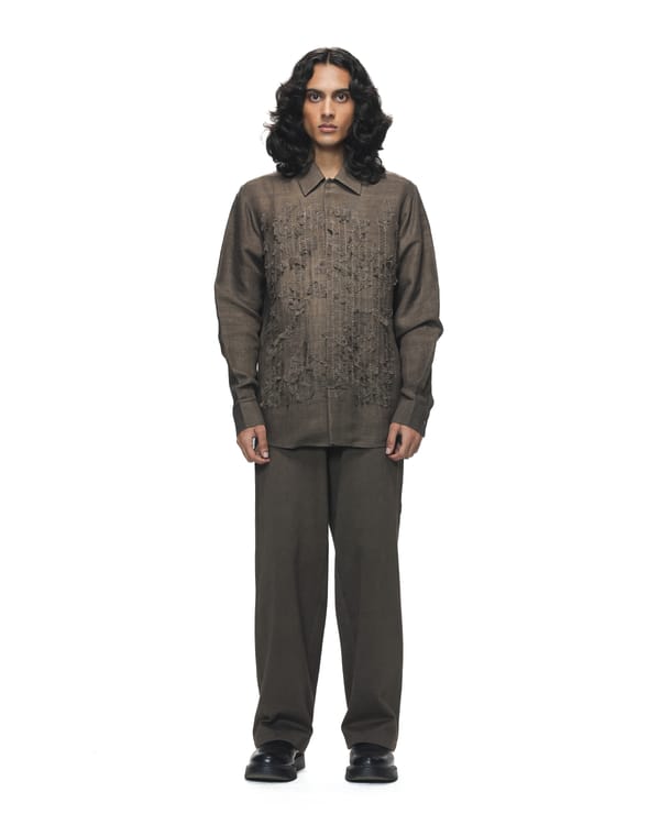 Countrymade India — Brown Shredded Woodland Camo Shirt