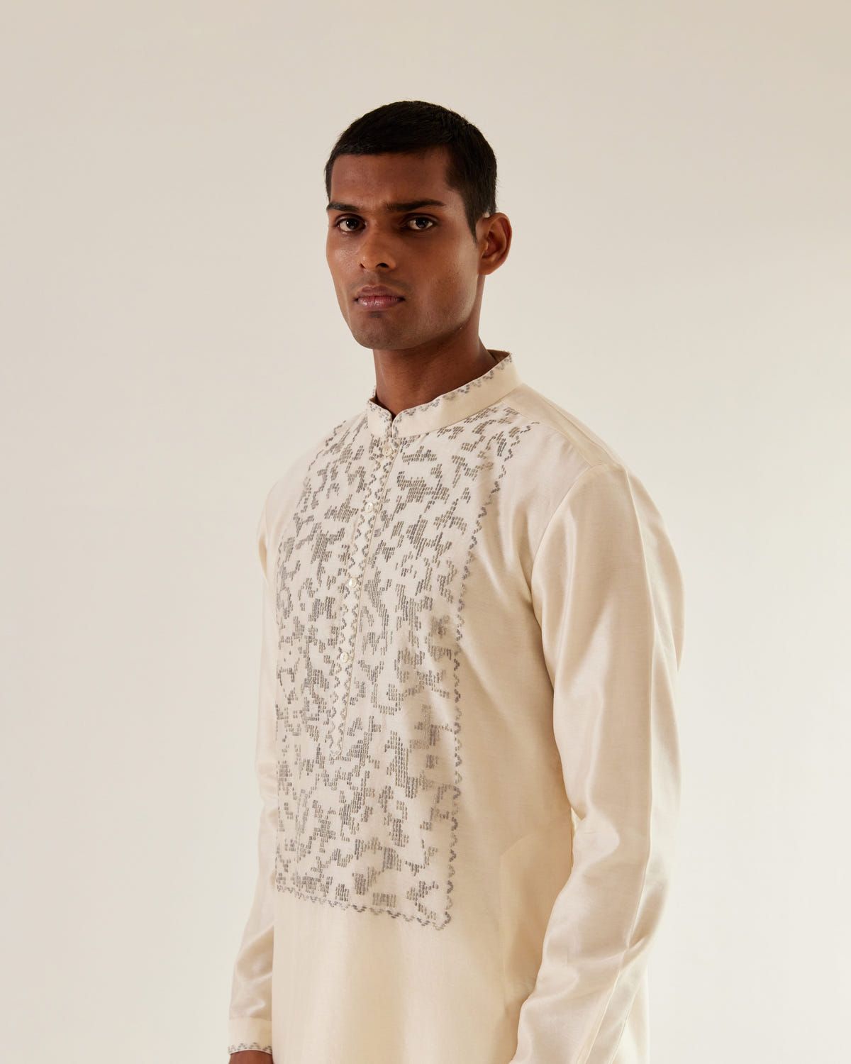 Camo-Block Yoke Embroidery Kurta Set - image 2