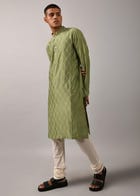 Diamond Pattern Hand Embroidered Kurta Set view 1