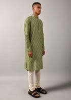 Diamond Pattern Hand Embroidered Kurta Set view 3