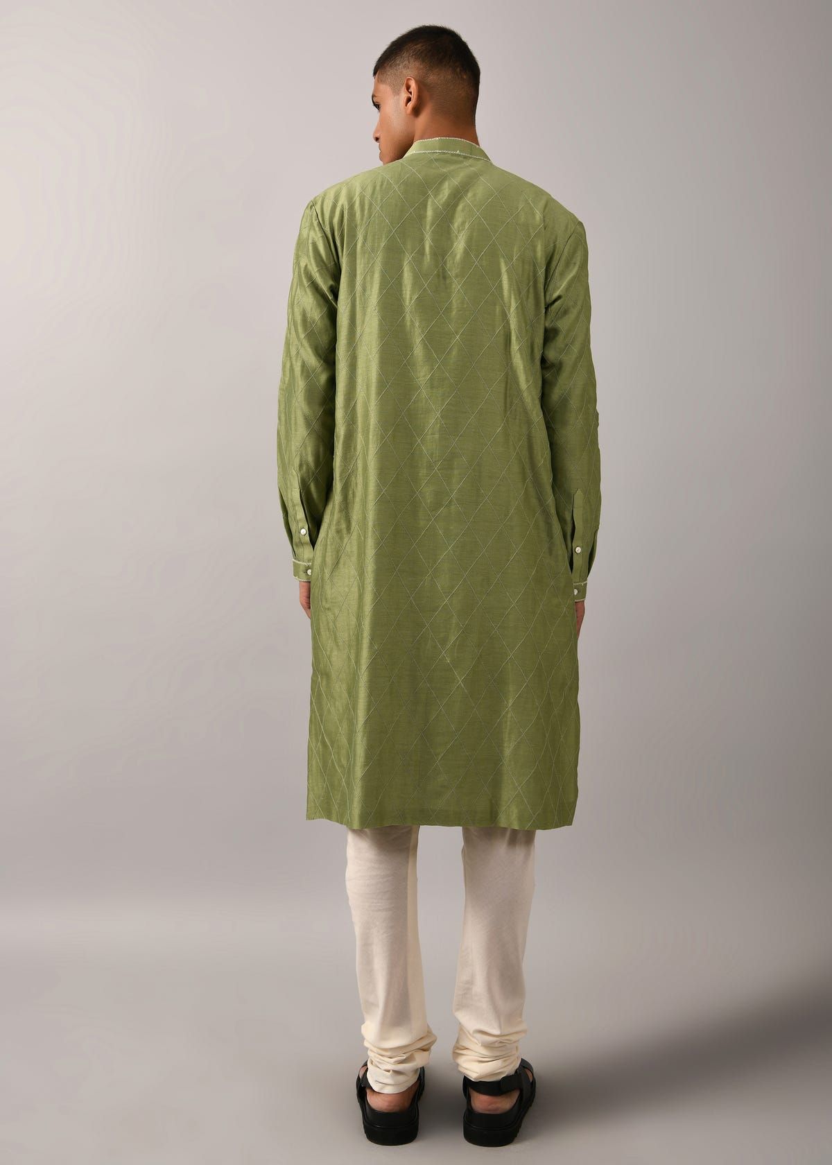 Diamond Pattern Hand Embroidered Kurta Set - image 4