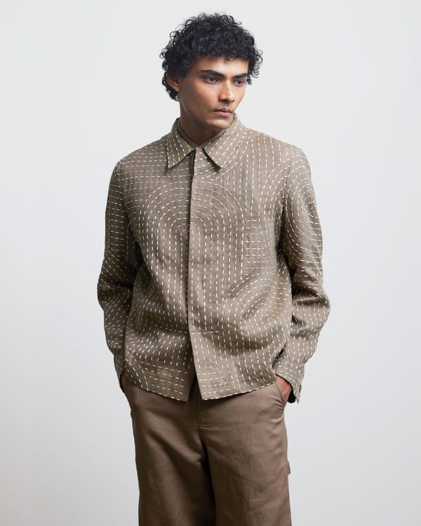 Countrymade India — BAUHAUS KANTHA BEIGE JACKET