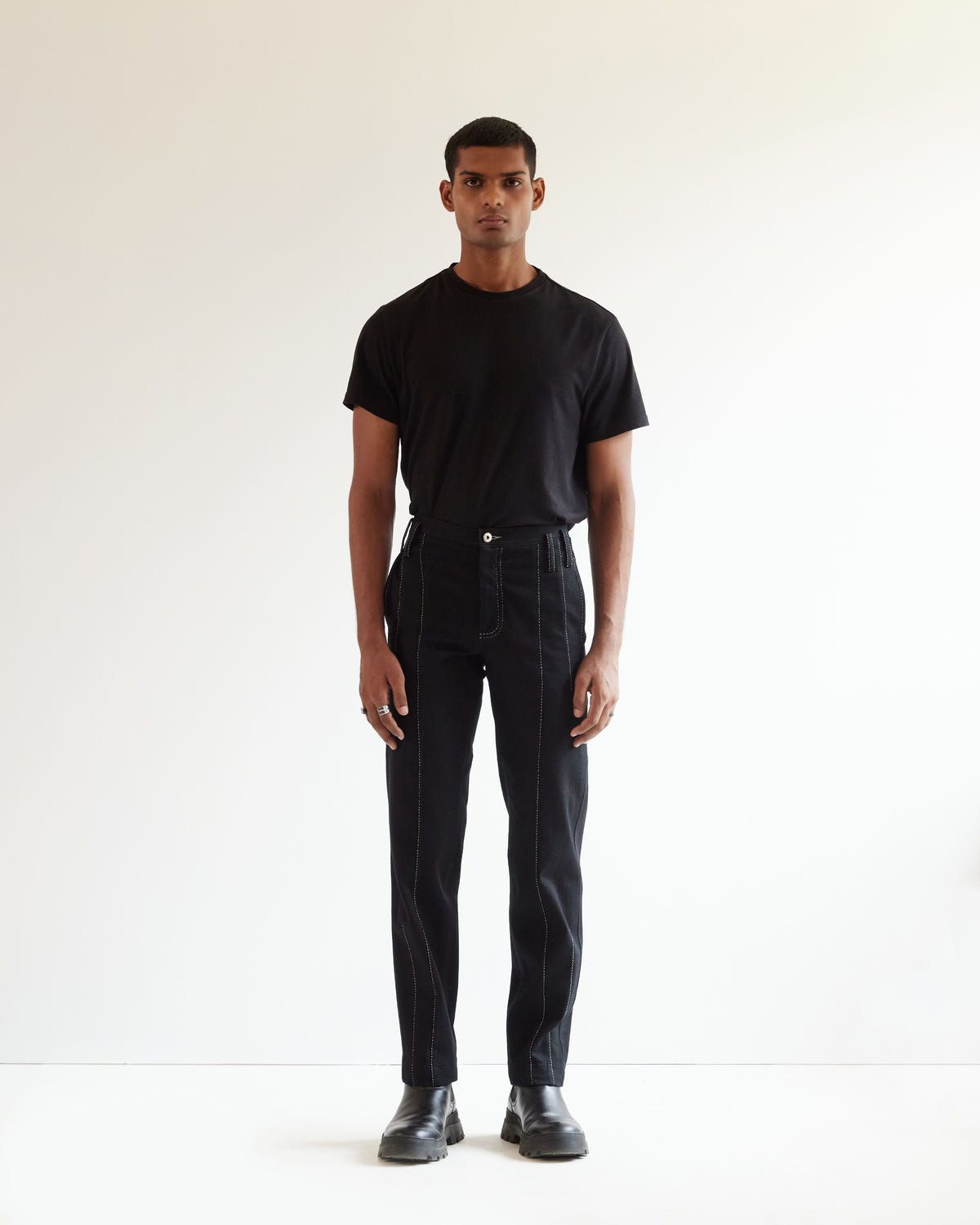 Dart Embroidered Denim Black - image 1