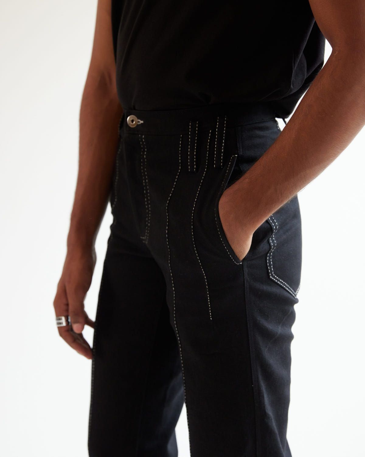 Dart Embroidered Denim Black - image 3
