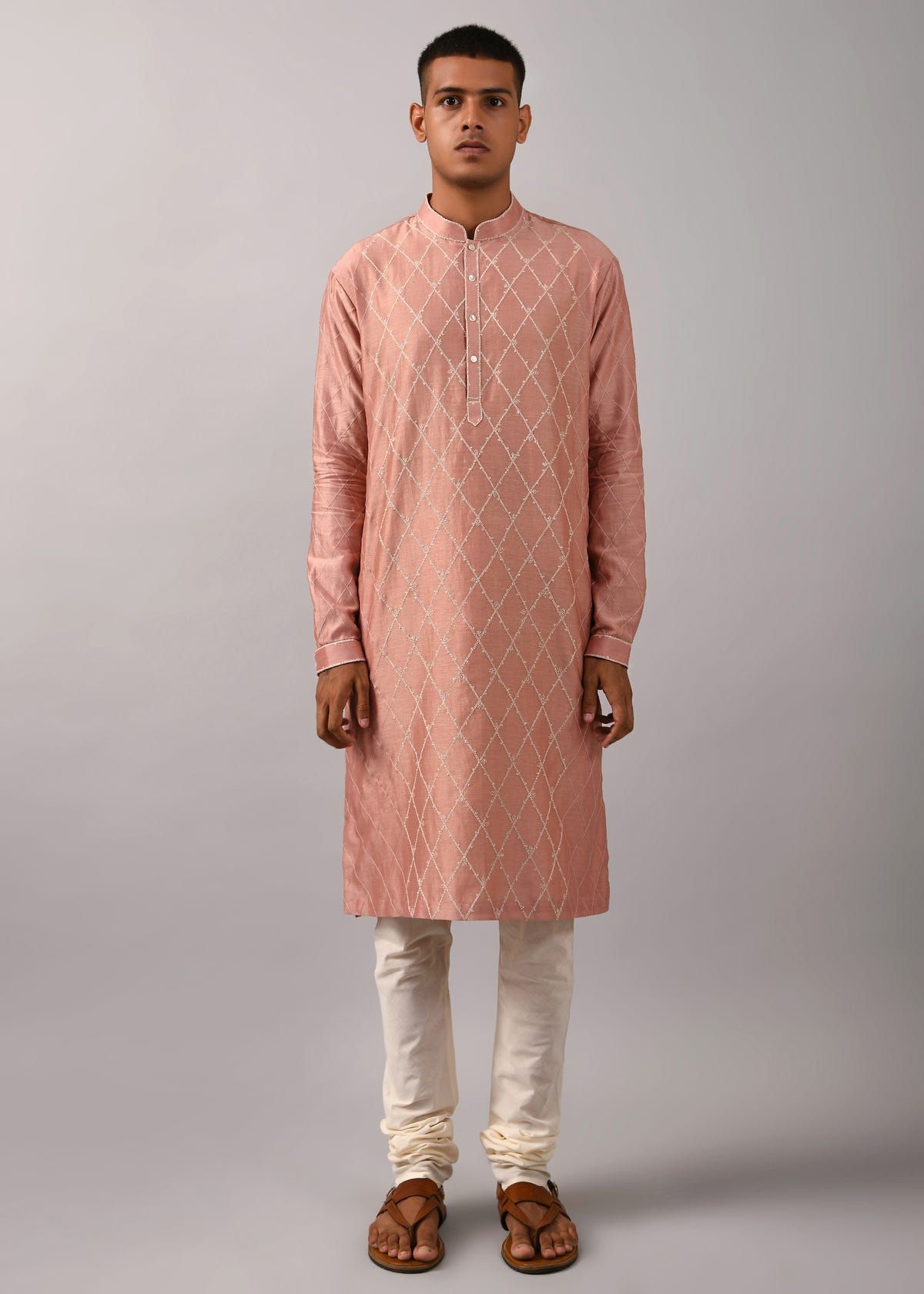 Diamond Pattern Embroidered Kurta Set - image 2