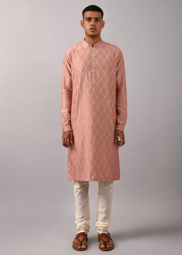 Countrymade India — Diamond Pattern Embroidered Kurta Set