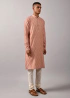 Diamond Pattern Embroidered Kurta Set view 3