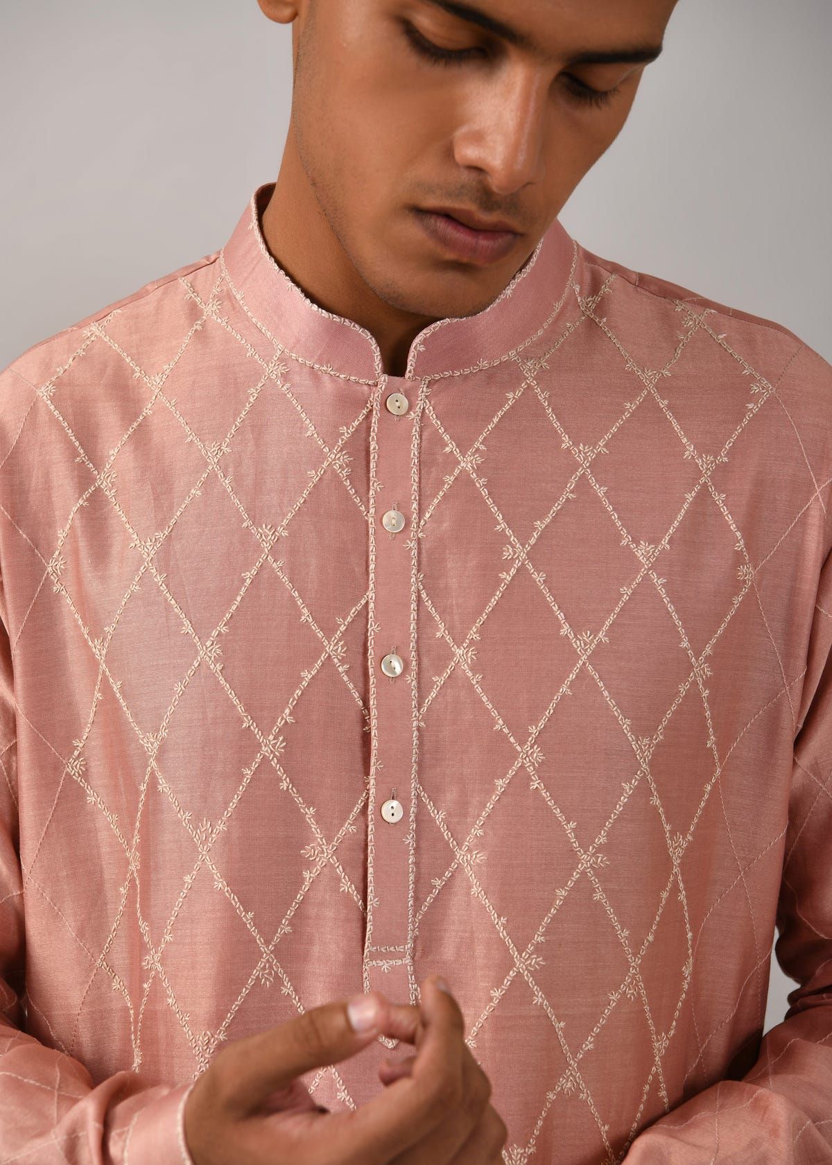 Diamond Pattern Embroidered Kurta Set - image 5