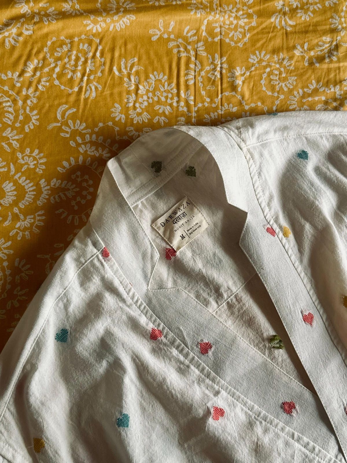 White Kurta with Hearts - image 3
