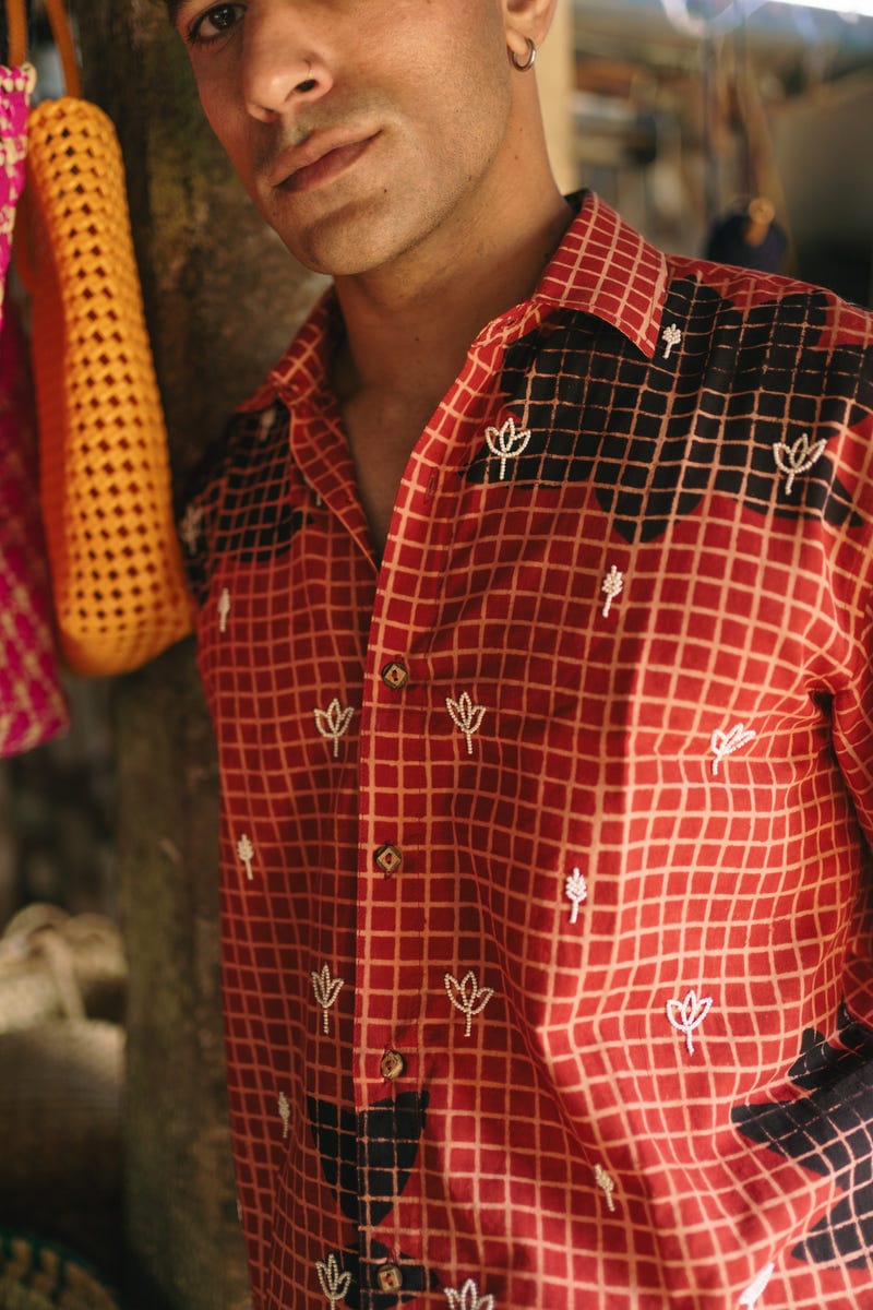 Laal Ajrakh Shirt
