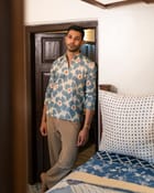 Blue Ikat Kurta view 1