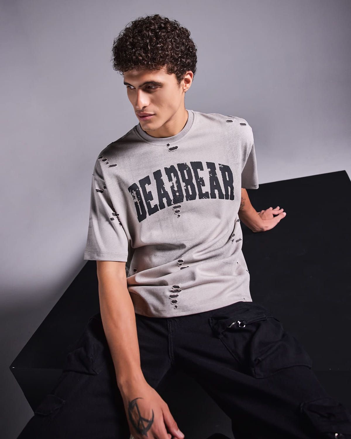 Distressed Washed Grey Tee - image 5
