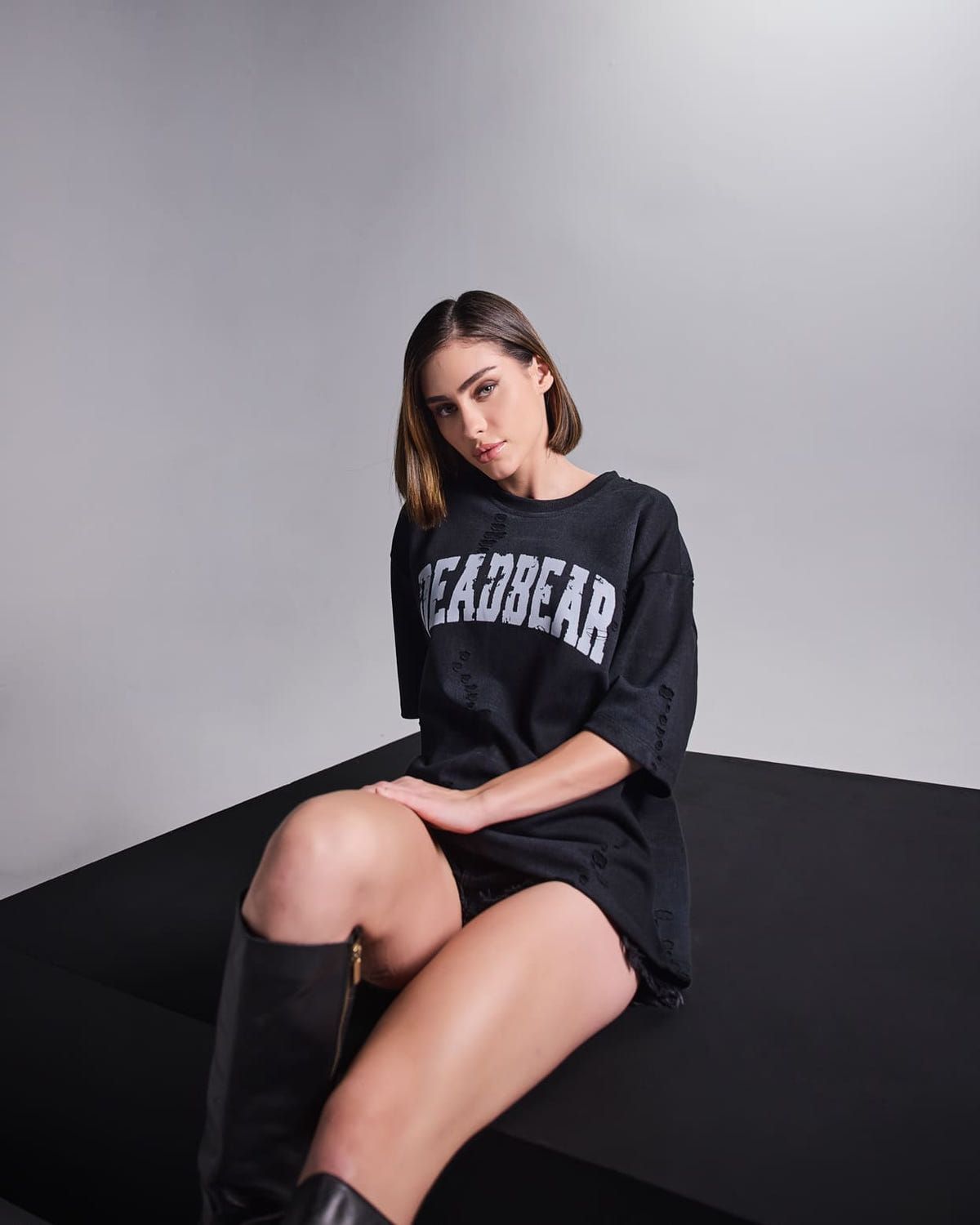 Distressed Washed Black Tee - image 5