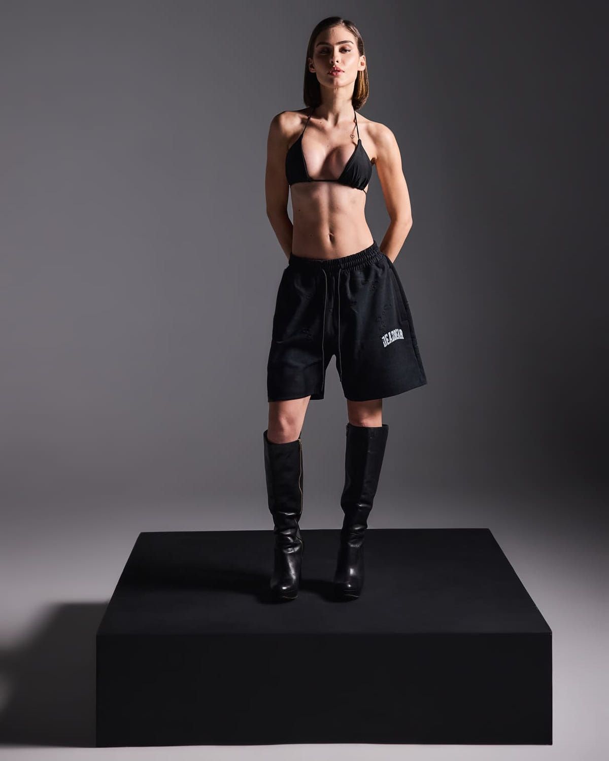 Distressed Washed Black Shorts - image 6