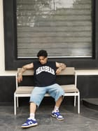 Waffle Tank Navy view 7