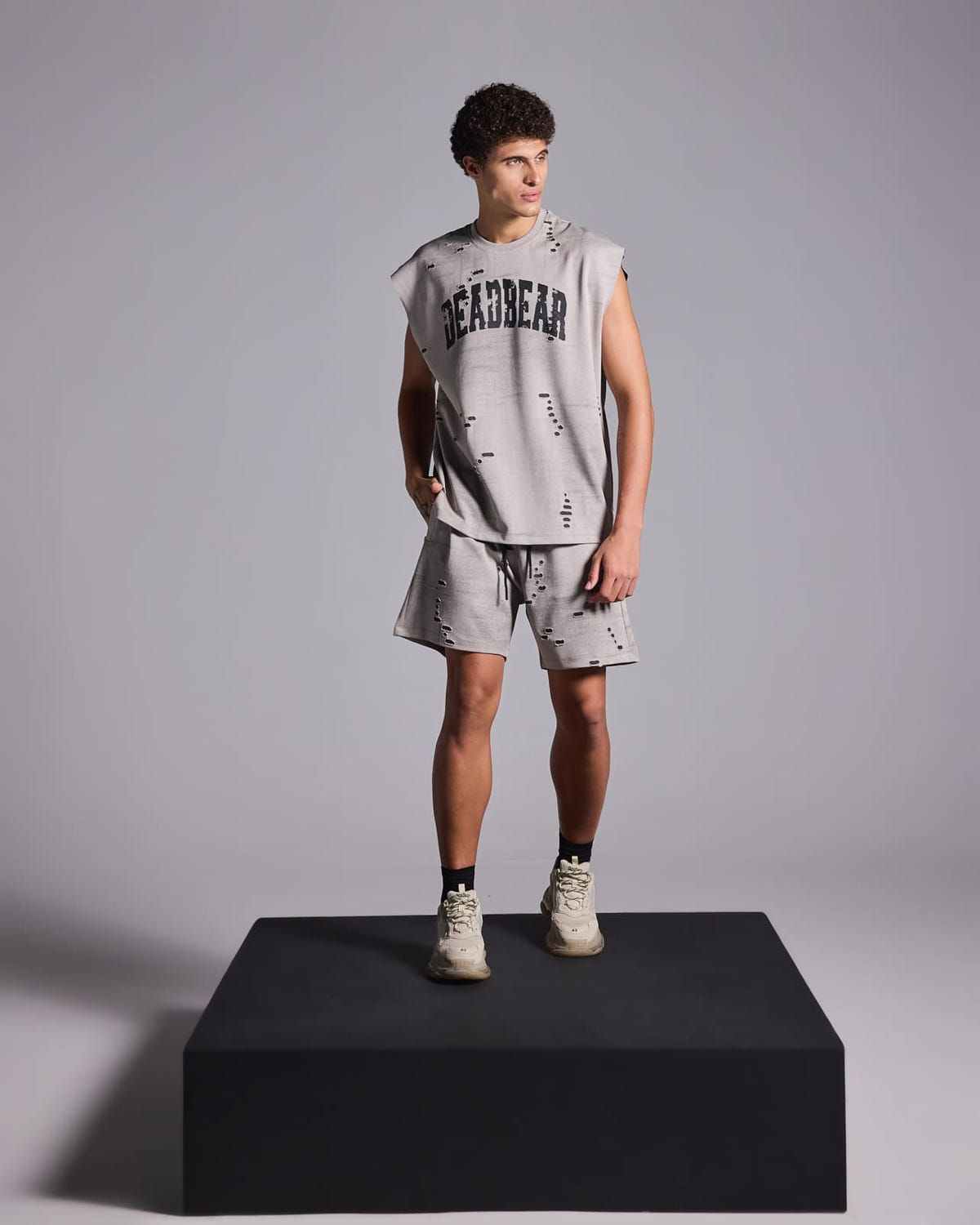 Distressed Washed Grey Shorts - image 11
