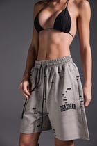 Distressed Washed Grey Shorts view 4