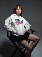 Cream White Graphic Hoodie view 5