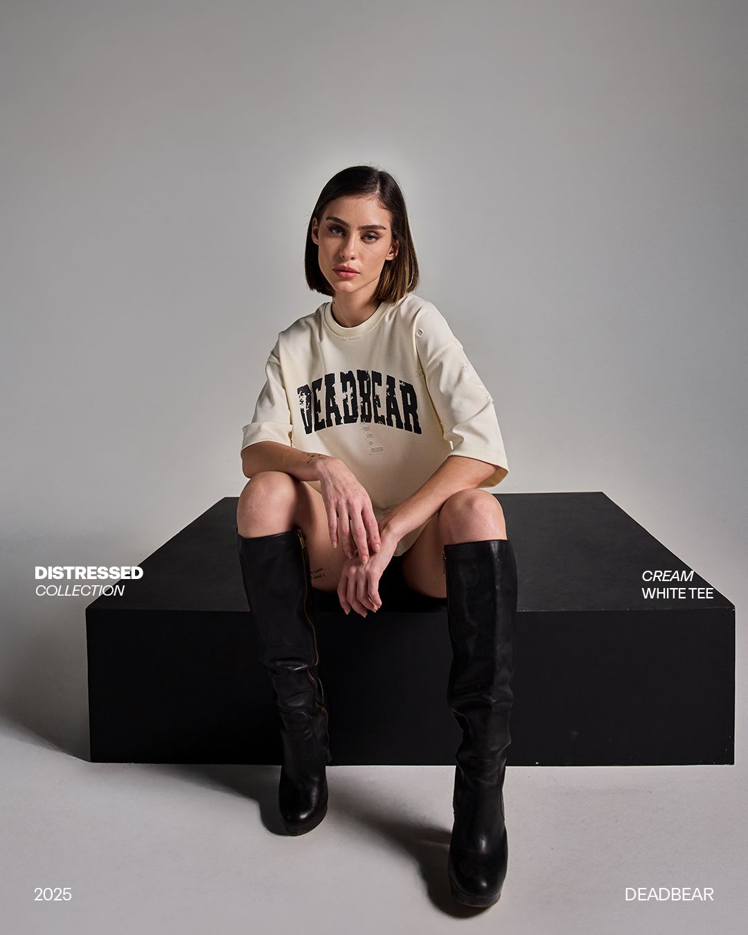 Distressed Cream White Tee - image 3