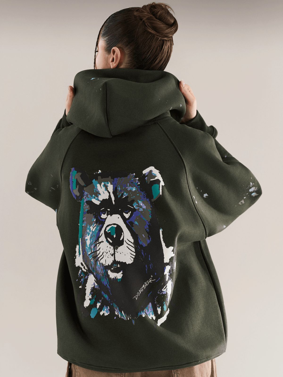 Grumpy Bear Hoodie Olive - image 3