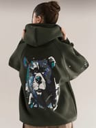 Grumpy Bear Hoodie Olive view 3