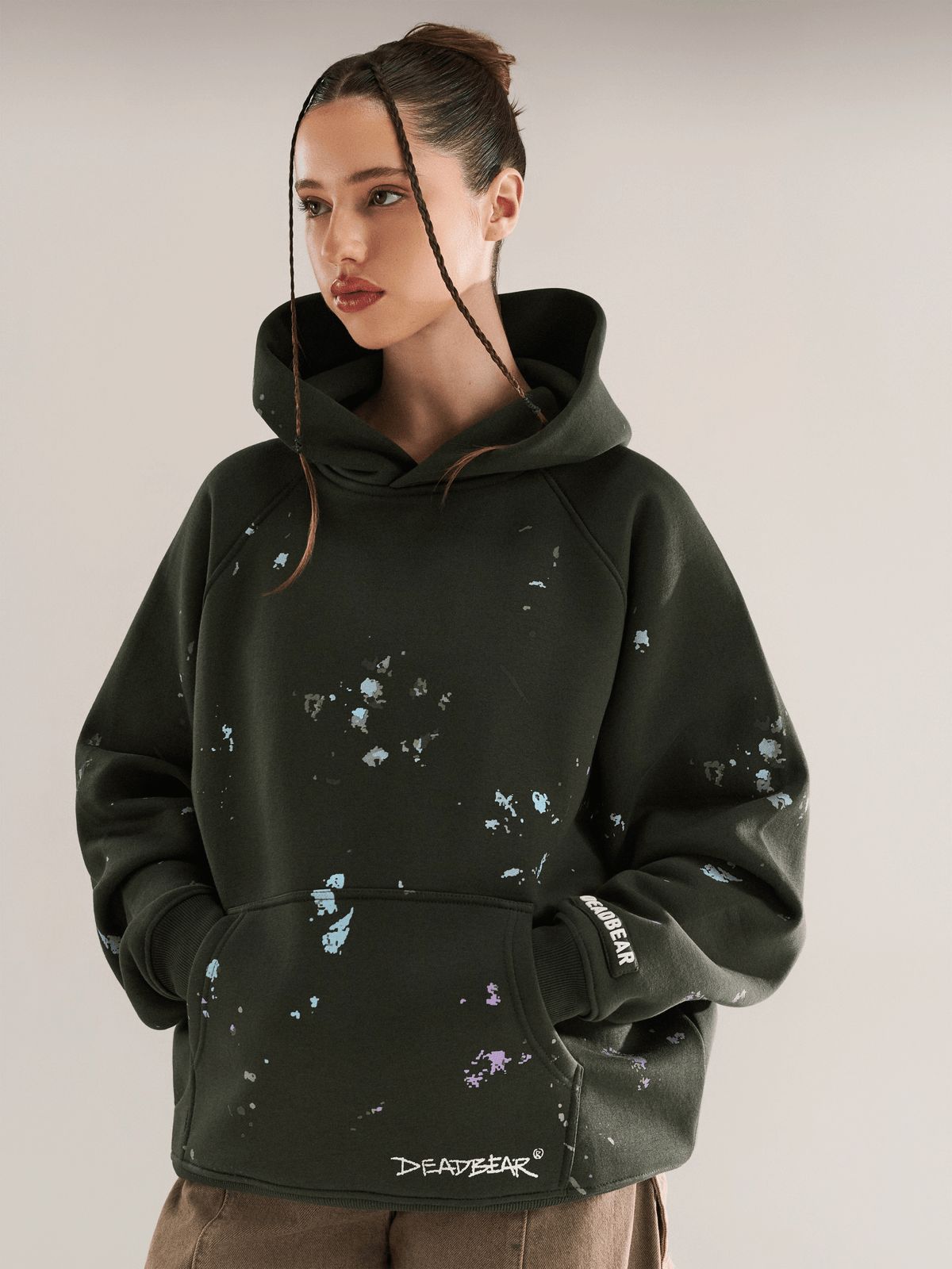 Grumpy Bear Hoodie Olive - image 4