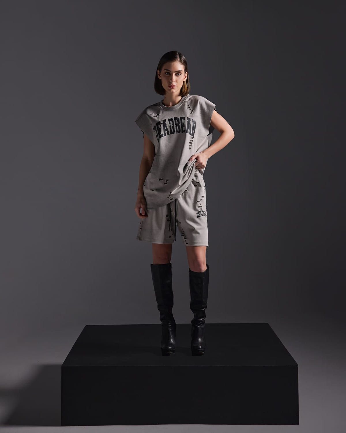 Distressed Washed Grey Tank - image 6