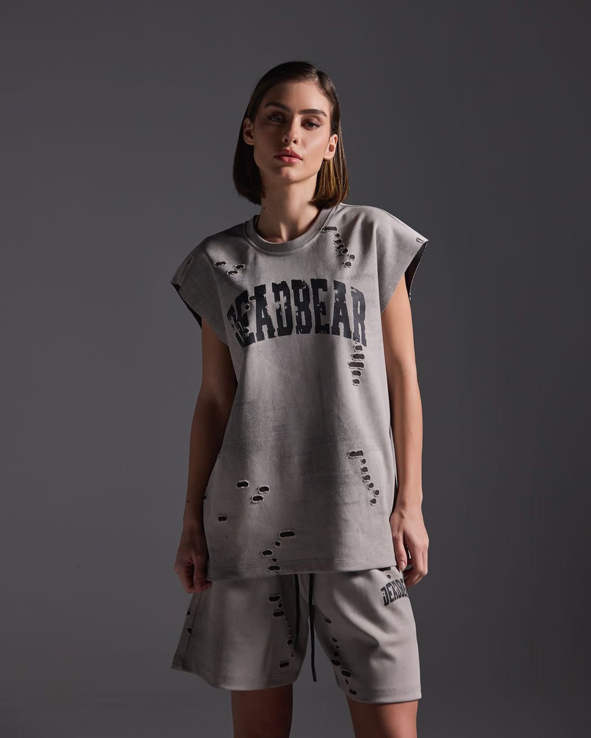 Distressed Washed Grey Tank - image 8