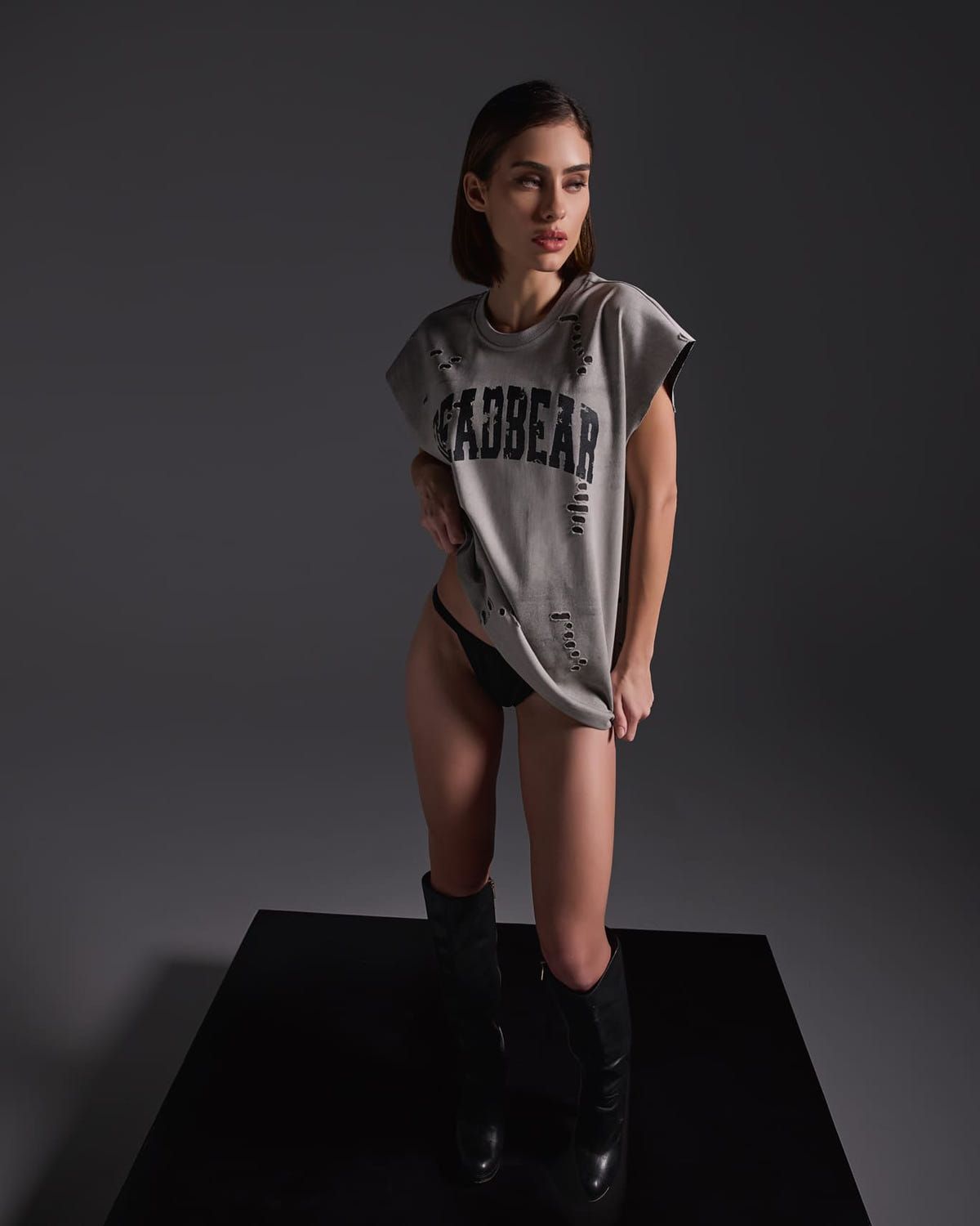 Distressed Washed Grey Tank - image 10
