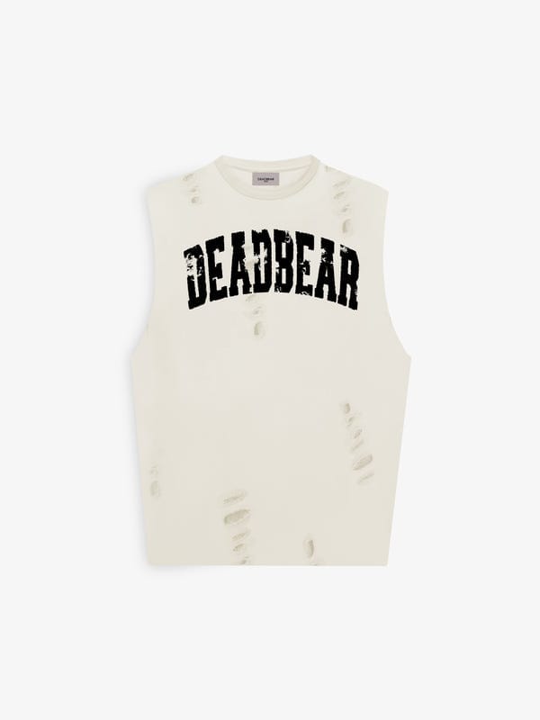 Deadbear — Distressed Cream White Tank
