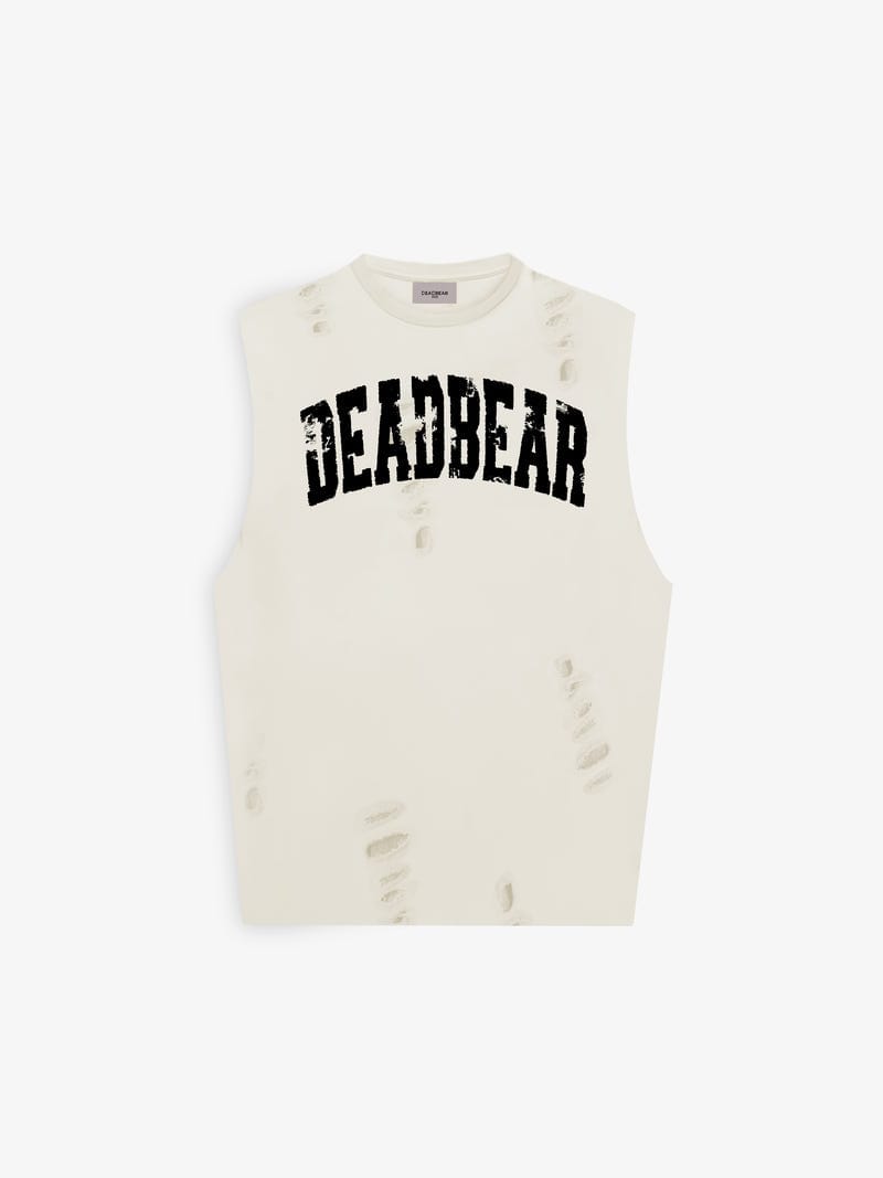Distressed Cream White Tank