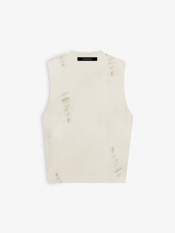 Deadbear — Distressed Cream White Tank