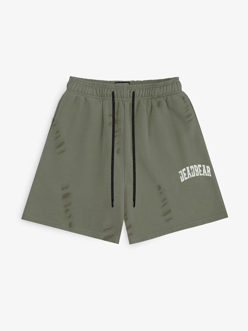 Distressed Olive Shorts
