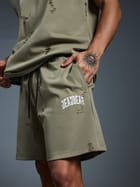 Distressed Olive Shorts view 3